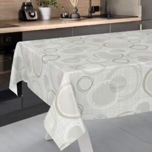 Tischdecke Ornamente Kreise Hellgrau abwischbar Wachstuch Wachstuchtischdecke