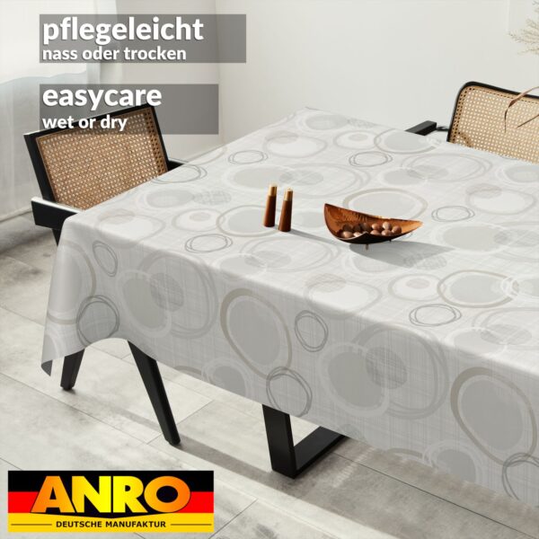 Tischdecke Ornamente Kreise Hellgrau abwischbar Wachstuch Wachstuchtischdecke