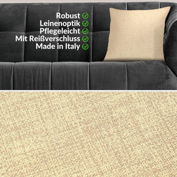 Kissenbezüge Leinenoptik Sofakissen Dekokissen 4 Größen mit & ohne Füllung Creme
