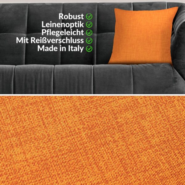 Kissenbezüge Leinenoptik Sofakissen Dekokissen 4 Größen mit & ohne Füllung Orange