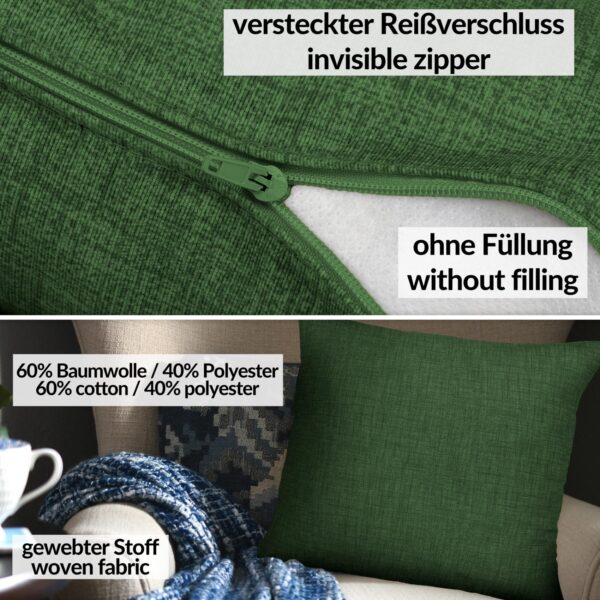 Kissenbezüge Leinenoptik Sofakissen Dekokissen 4 Größen mit & ohne Füllung Tannengrün