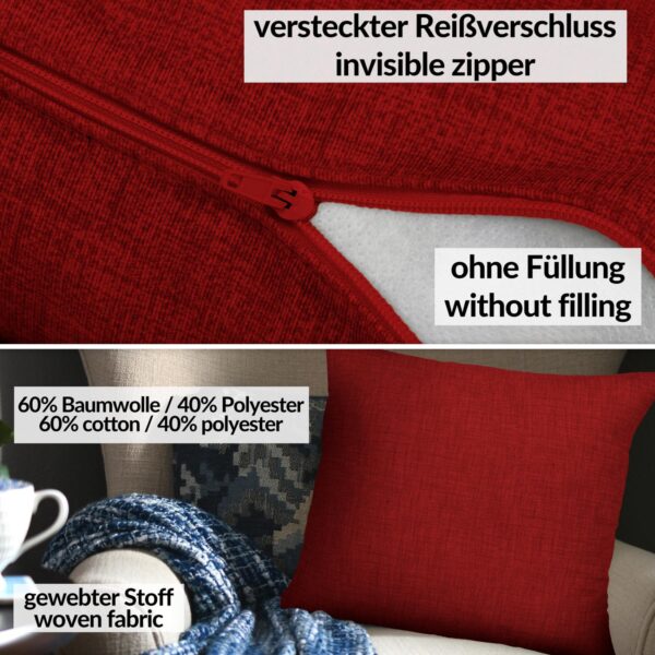 Kissenbezüge Leinenoptik Sofakissen Dekokissen 4 Größen mit & ohne Füllung Rot