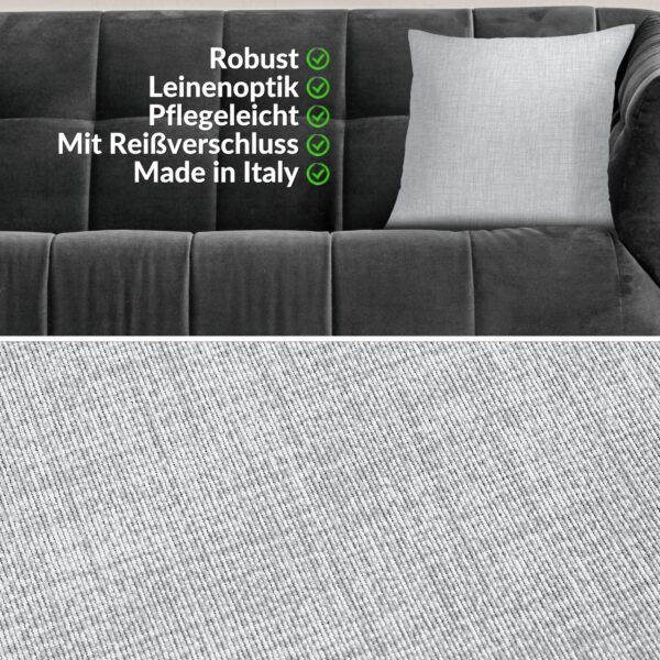 Kissenbezüge Leinenoptik Sofakissen Dekokissen 4 Größen mit & ohne Füllung Weißgrau