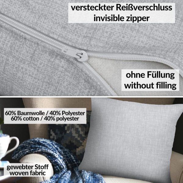 Kissenbezüge Leinenoptik Sofakissen Dekokissen 4 Größen mit & ohne Füllung Weißgrau