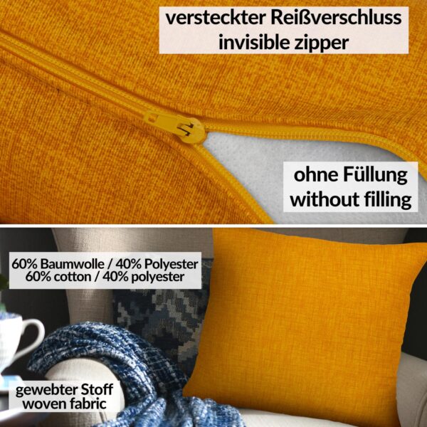 Kissenbezüge Leinenoptik Sofakissen Dekokissen 4 Größen mit & ohne Füllung Gelb