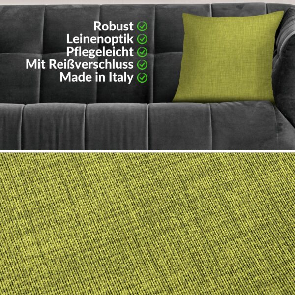 Kissenbezüge Leinenoptik Sofakissen Dekokissen 4 Größen mit & ohne Füllung Pistaziengrün