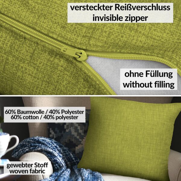 Kissenbezüge Leinenoptik Sofakissen Dekokissen 4 Größen mit & ohne Füllung Pistaziengrün