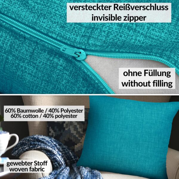 Kissenbezüge Leinenoptik Sofakissen Dekokissen 4 Größen mit & ohne Füllung Türkis