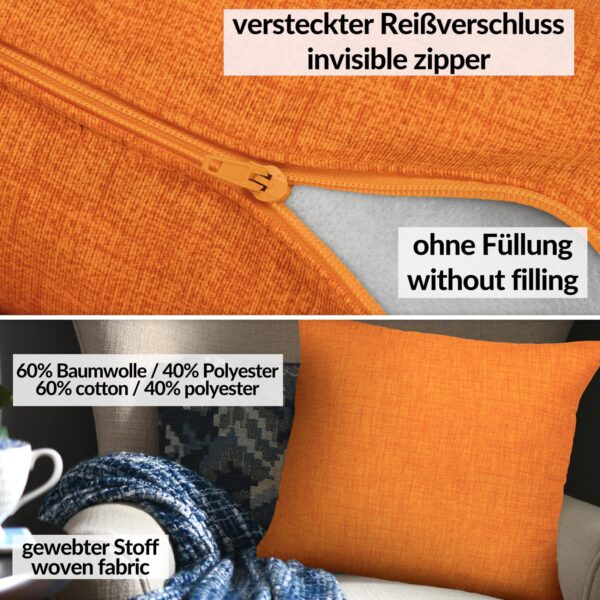 Kissenbezüge Leinenoptik Sofakissen Dekokissen 4 Größen mit & ohne Füllung Orange