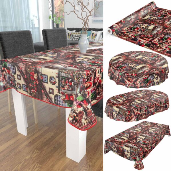 Tischdecke Weihnachten Geschenk Weihnachtsman abwischbar Wachstuch Wachstuchtischdecke