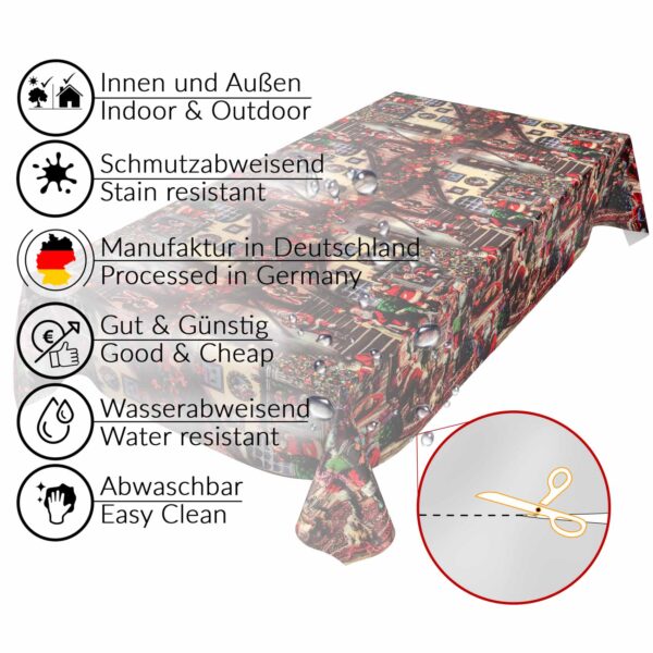 Tischdecke Weihnachten Geschenk Weihnachtsman abwischbar Wachstuch Wachstuchtischdecke