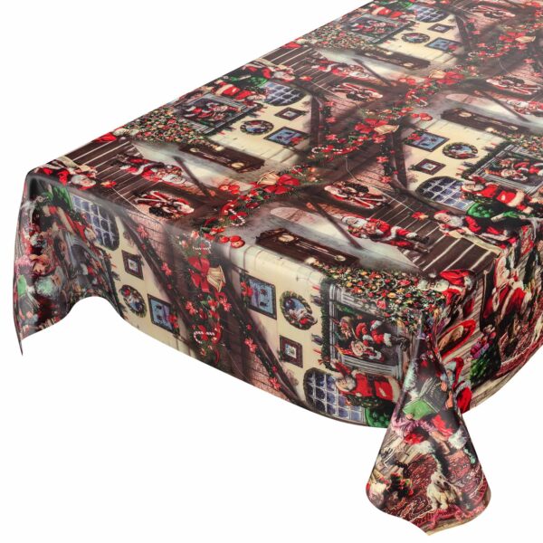 Tischdecke Weihnachten Geschenk Weihnachtsman abwischbar Wachstuch Wachstuchtischdecke