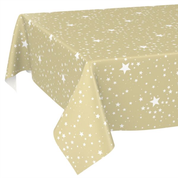 Weihnachtstischdecke Wachstuch Tischdecke Tischdecke Weihnachten abwaschbar Stern Motiv Beige