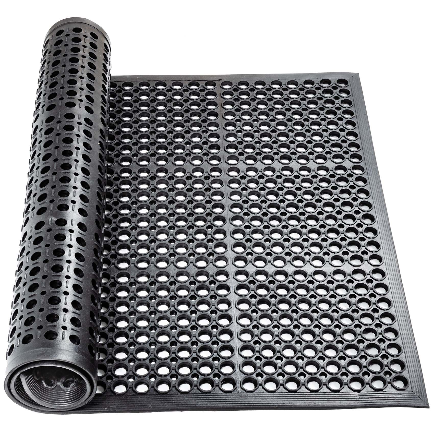 Ringgummimatte Gummimatte mit Rand Fußabtreter Schmutzfangmatte Schwarz 90x150cm