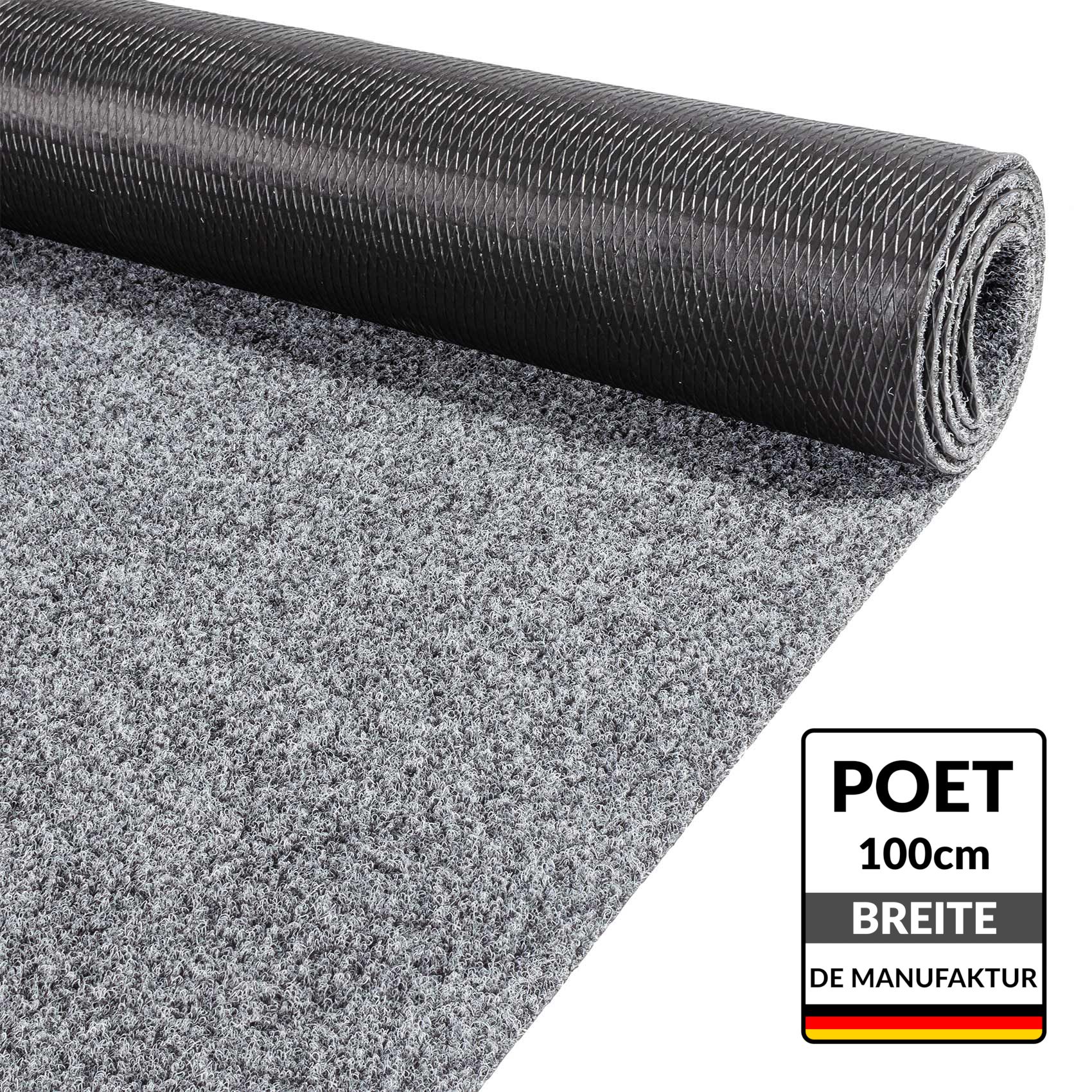 Teppichläufer Flur Läufer Schmutzfangmatte außen innen Eingang POET Breite 100cm Grau