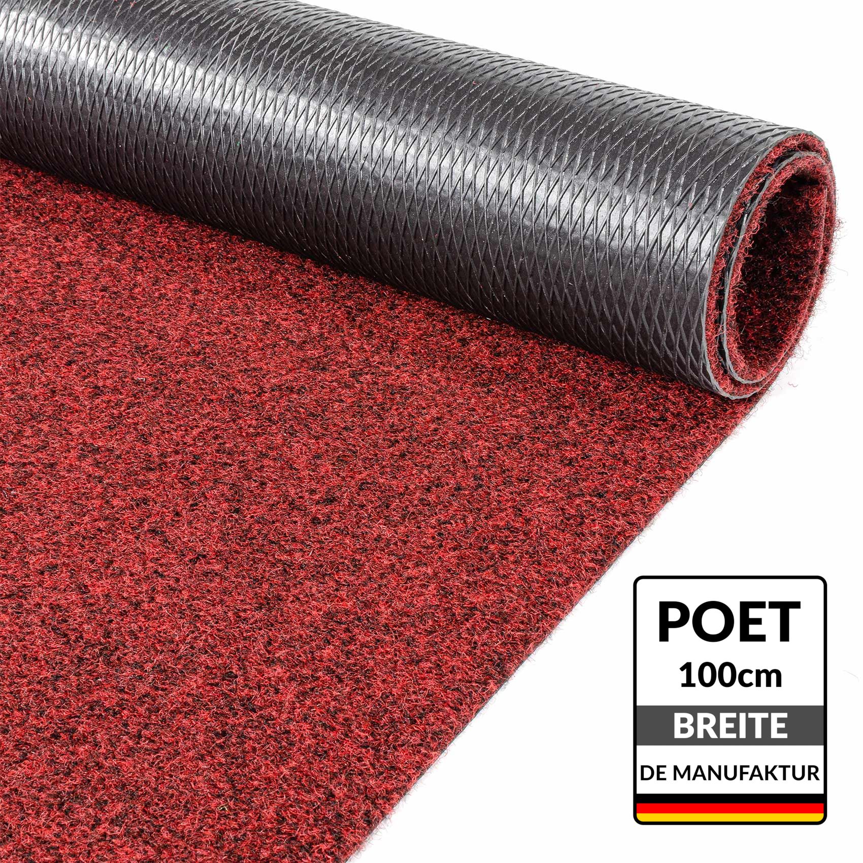 Teppichläufer Sauberlaufmatte Schmutzfangläufer Fußmatte Läufer Flur Eingang POET Breite 100cm Rot