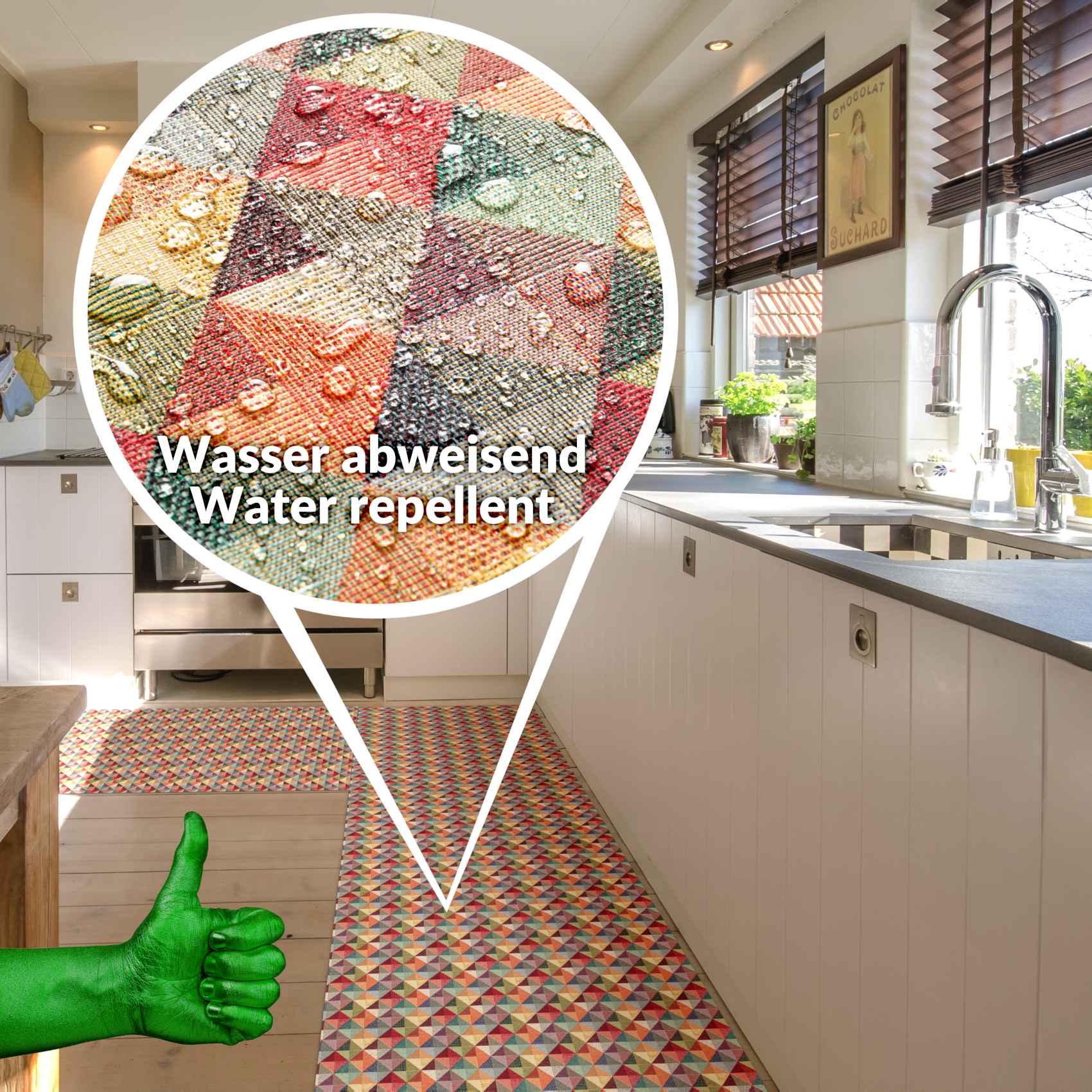 GTPSNIZW_40 Küchenläufer Teppichläufer Küchenteppich Läufer Flur Rauten 65cm rutschfest