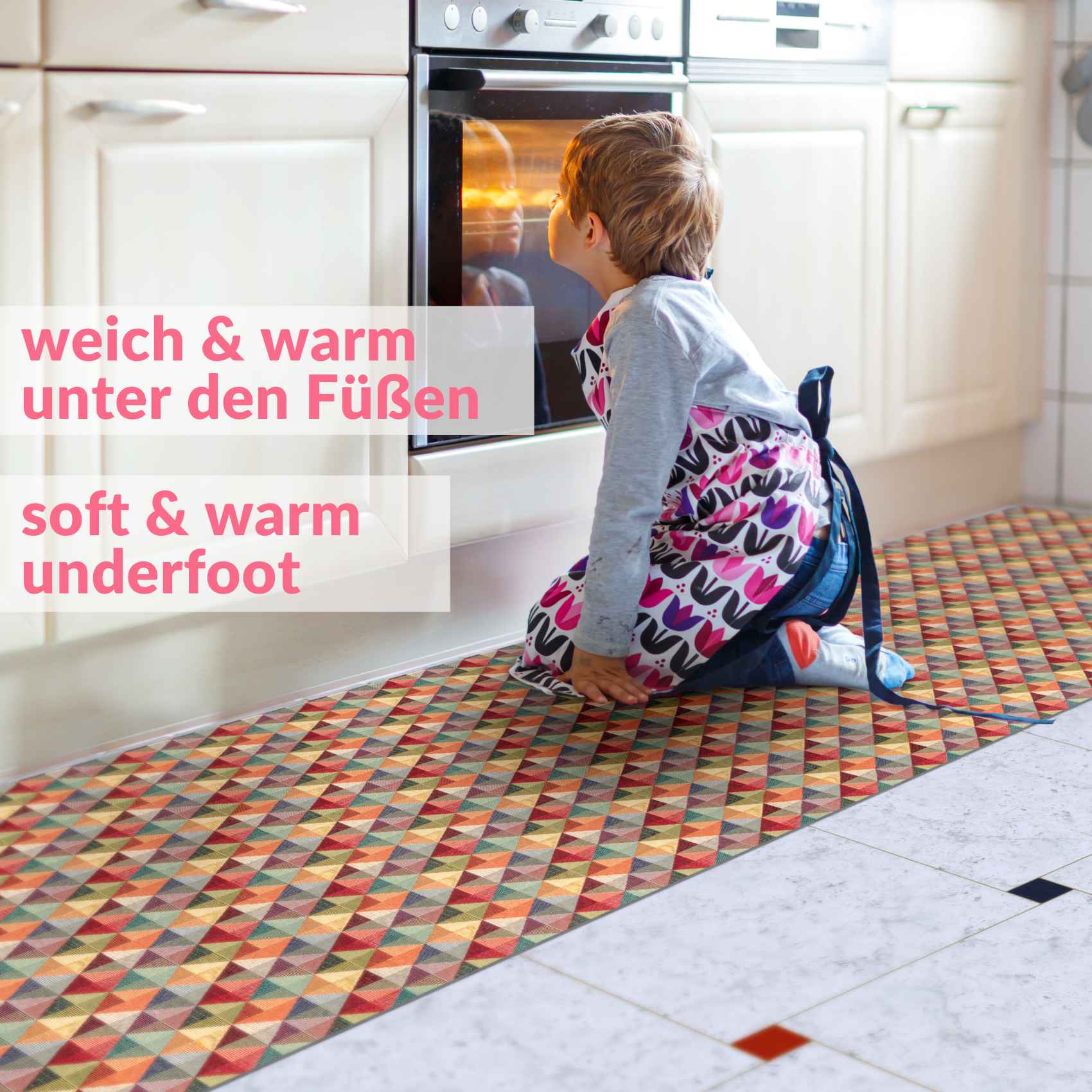 GTPSNIZW_15 Küchenläufer Teppichläufer Küchenteppich Läufer Flur Rauten 65cm rutschfest