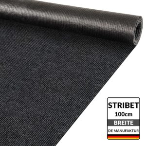 Flurläufer Fahrzeugteppich Schmutzfangmatte Sauberlaufmatte Läufer rutschfest STRIBET Breite 100cm Schwarz