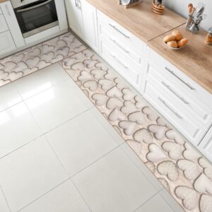 Küchenläufer Küchenteppich PVC rutschfest abwaschbar Home Sweet Home Beige 50cm Breit