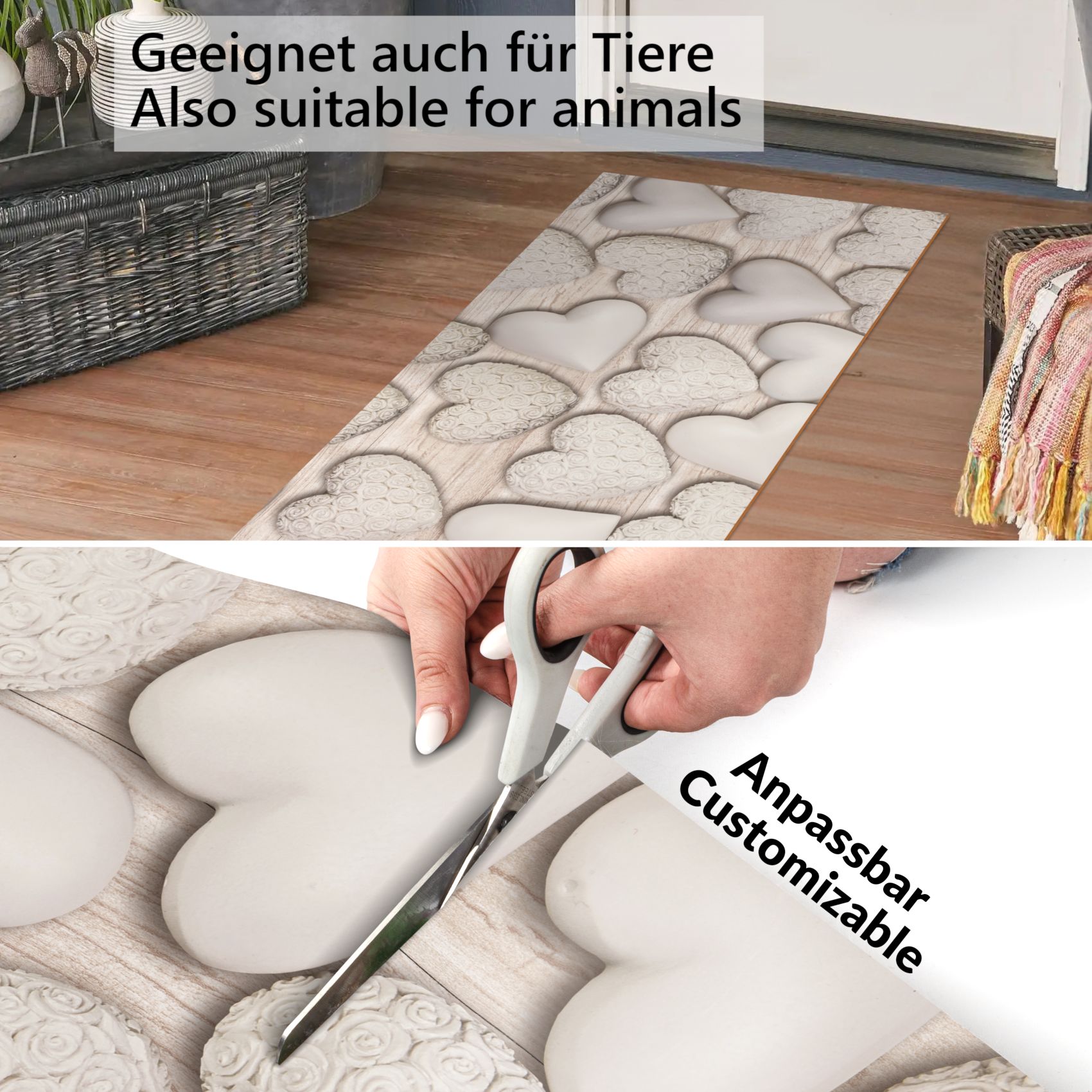 Küchenläufer Küchenteppich PVC rutschfest abwaschbar Home Sweet Home Beige 50cm Breit