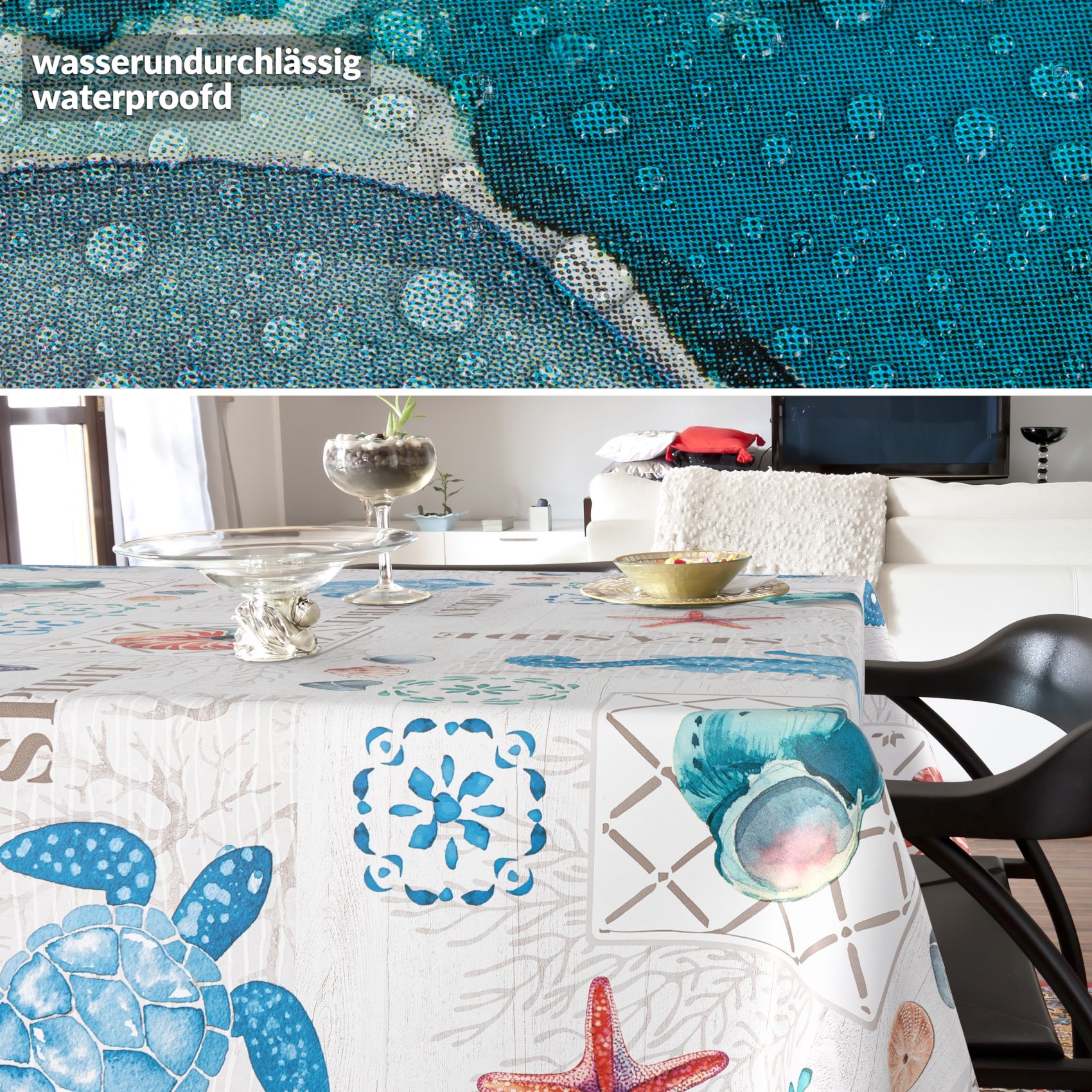 Wachstischdecke Wachstuch Tischdecke Wachstuch Meterware Tischdecke abwaschbar Gartentischdecke Ozean