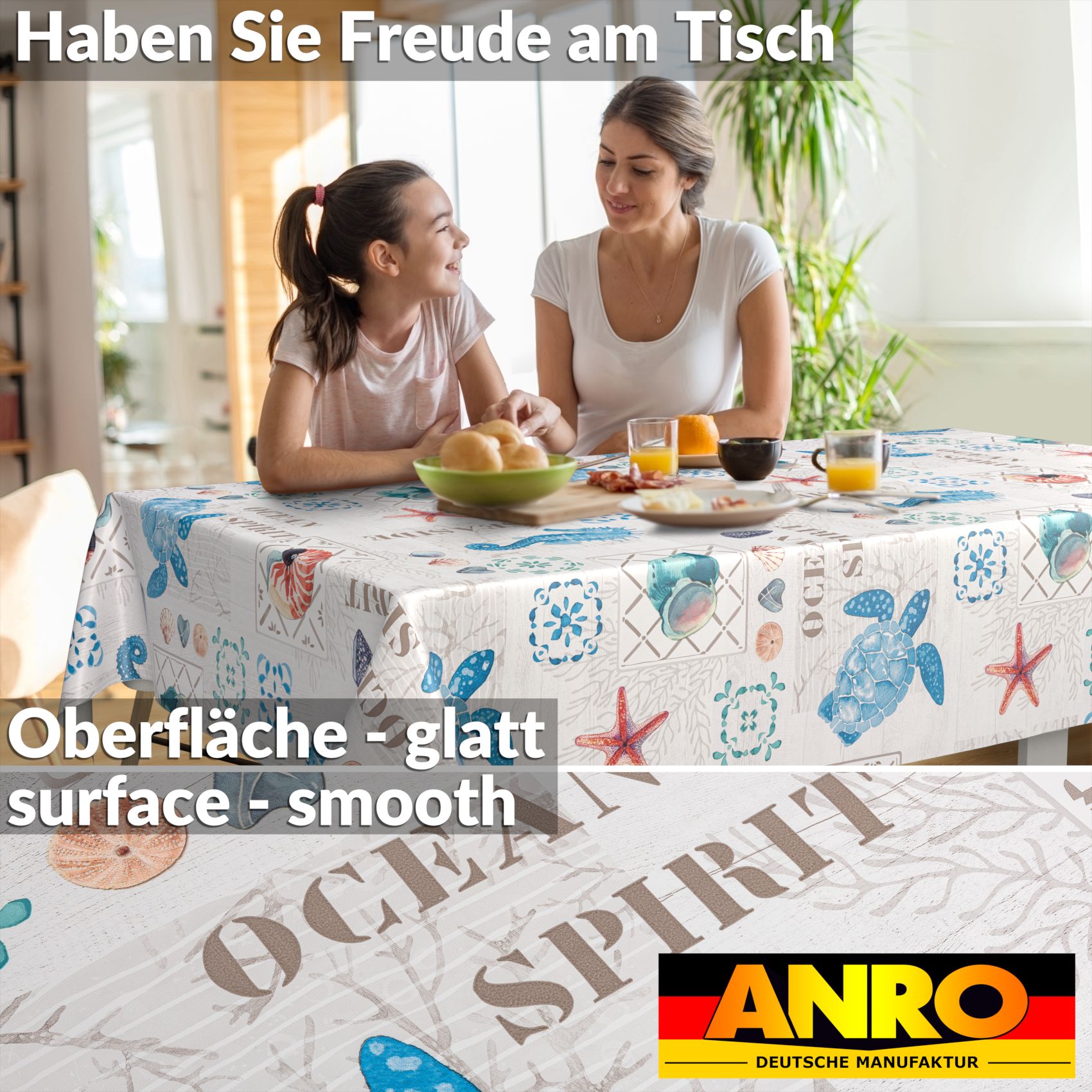 Wachstischdecke Wachstuch Tischdecke Wachstuch Meterware Tischdecke abwaschbar Gartentischdecke Ozean