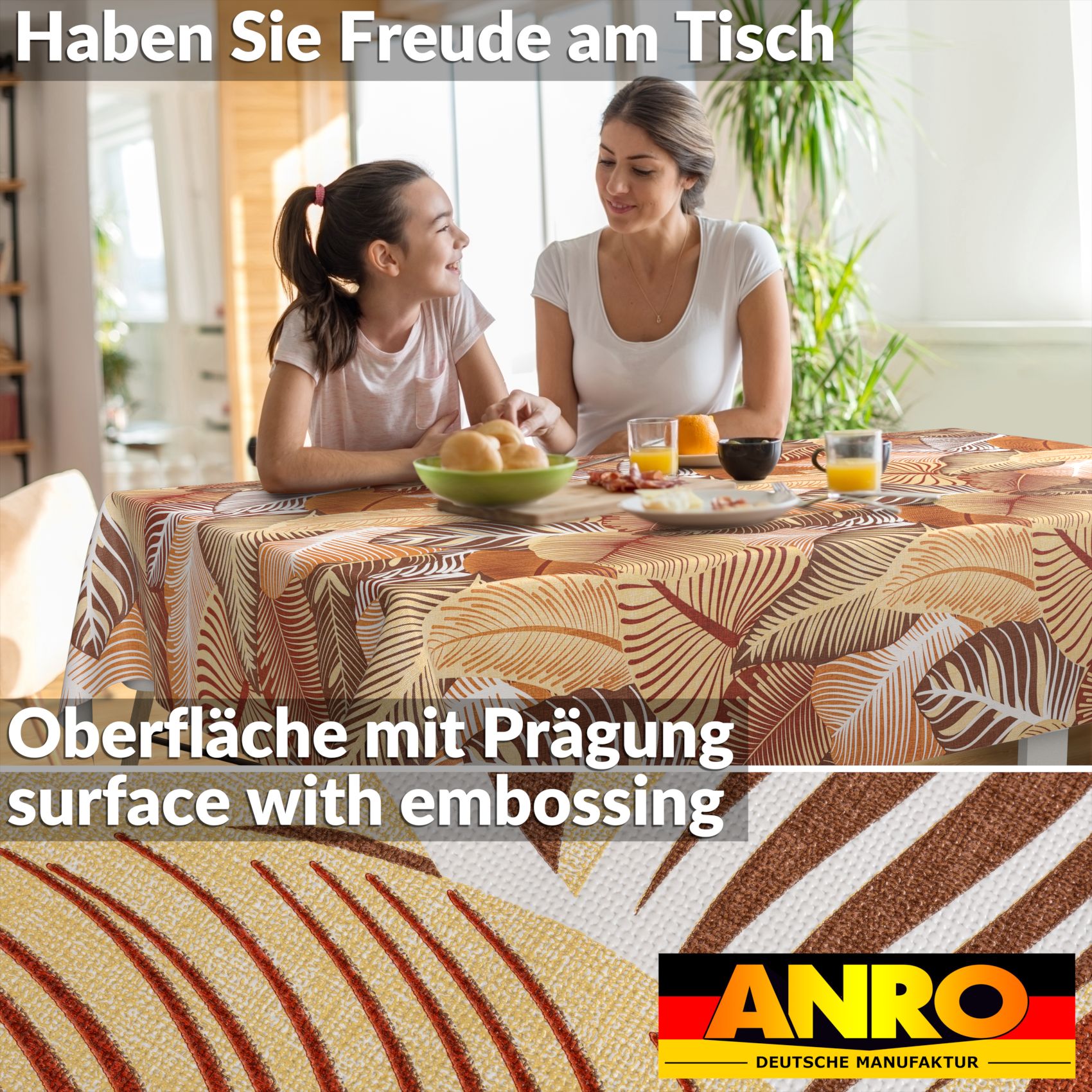 Wachstischdecke Wachstuch Tischdecke Wachstuch Meterware Tischdecke abwaschbar Gartentischdecke Blätter Gold