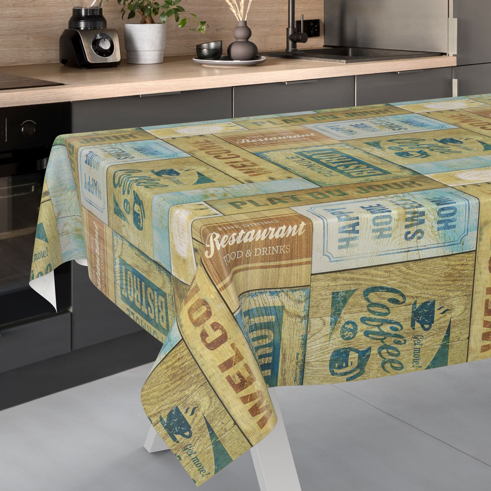 C02371E_SQ_13 Wachstischdecke Wachstuch Tischdecke Wachstuch Meterware Tischdecke abwaschbar Gartentischdecke Holz Industry