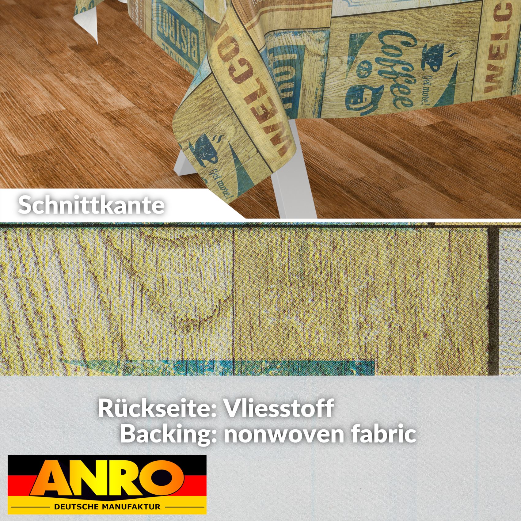 C02371E_SQ_30 Wachstischdecke Wachstuch Tischdecke Wachstuch Meterware Tischdecke abwaschbar Gartentischdecke Holz Industry