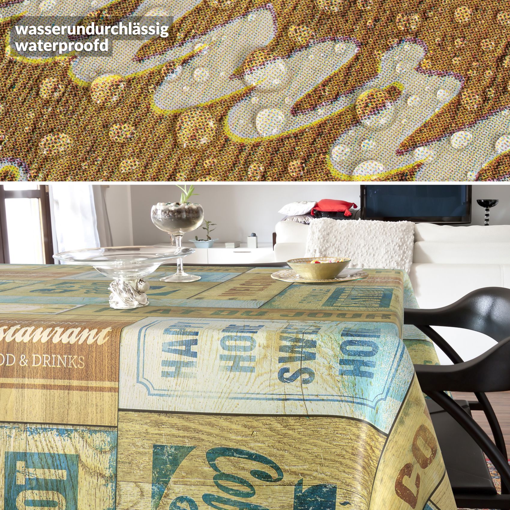 C02371E_SQ_40 Wachstischdecke Wachstuch Tischdecke Wachstuch Meterware Tischdecke abwaschbar Gartentischdecke Holz Industry