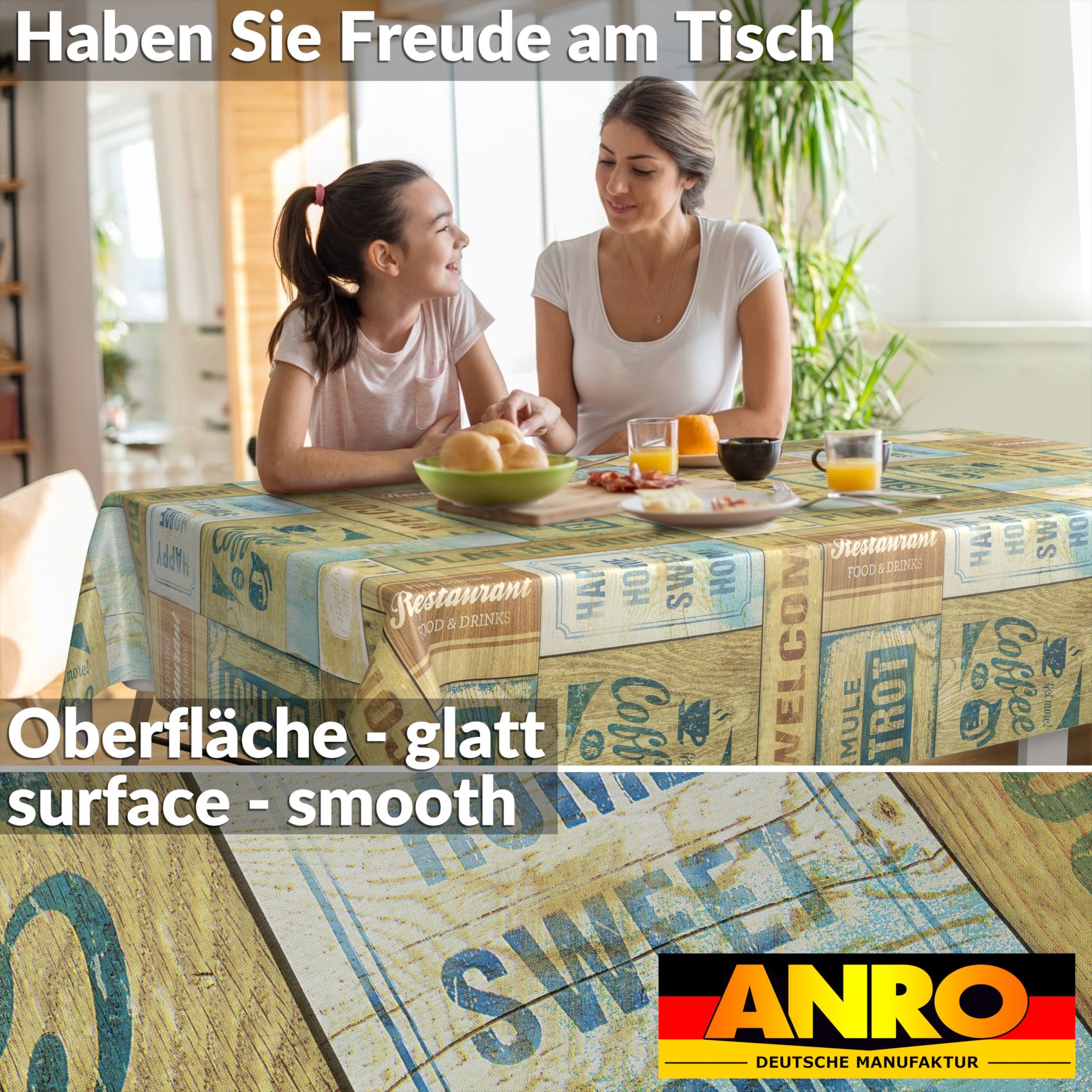 C02371E_SQ_90 Wachstischdecke Wachstuch Tischdecke Wachstuch Meterware Tischdecke abwaschbar Gartentischdecke Holz Industry