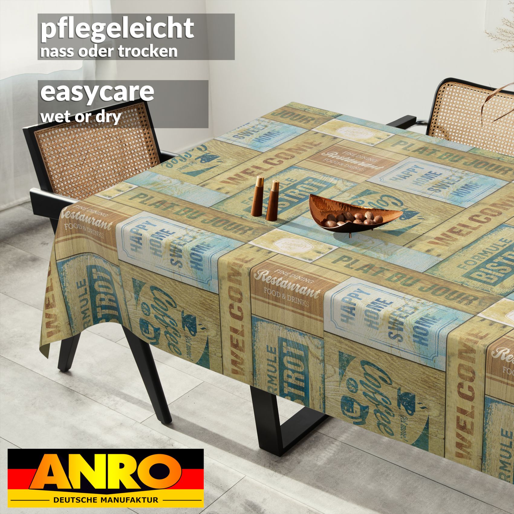 C02371E_SQ_91 Wachstischdecke Wachstuch Tischdecke Wachstuch Meterware Tischdecke abwaschbar Gartentischdecke Holz Industry