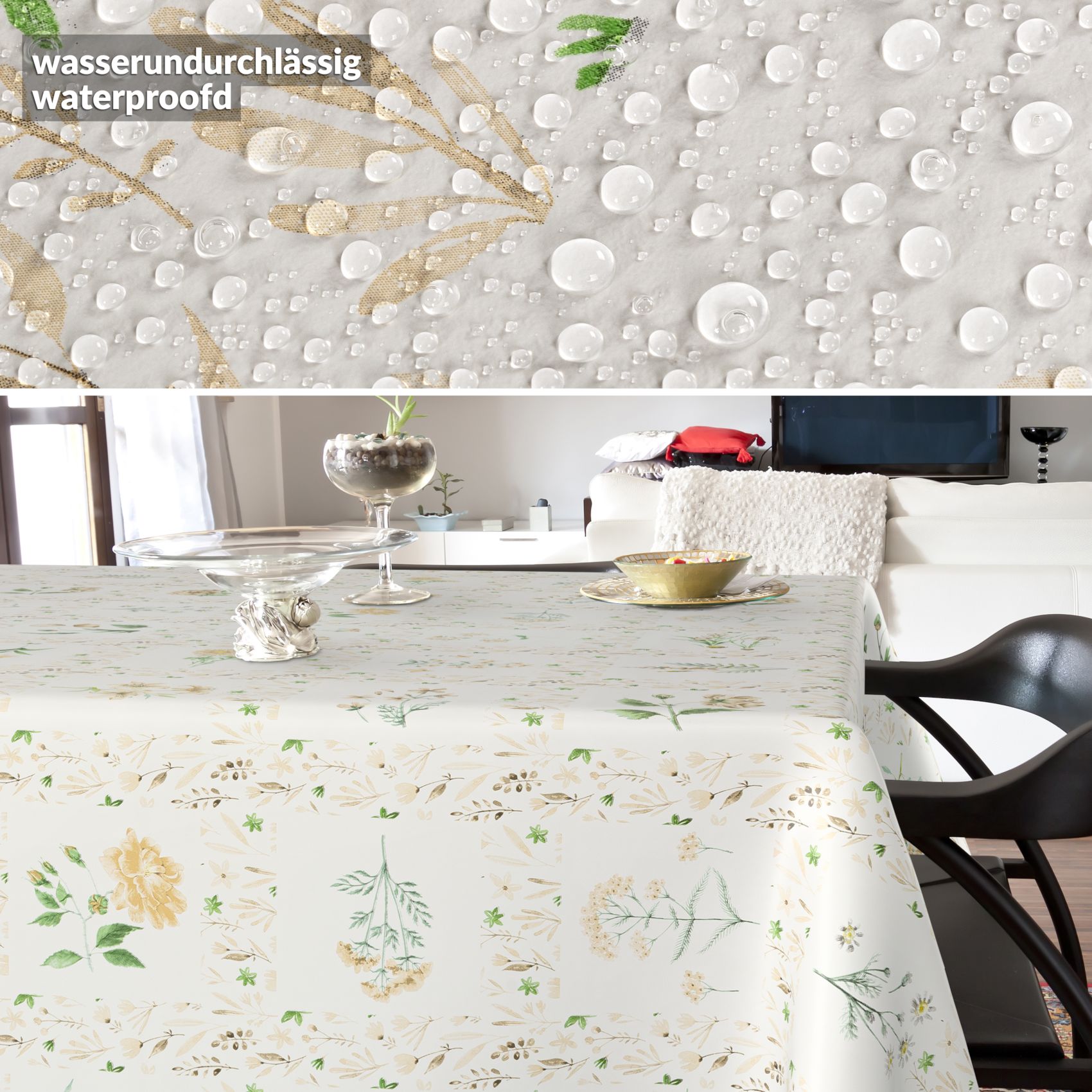 Wachstischdecke Wachstuch Tischdecke Wachstuch Meterware Tischdecke abwaschbar Gartentischdecke Blumenkaro Beige