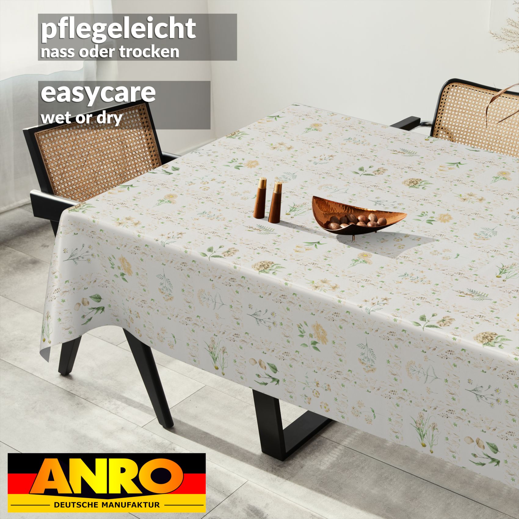 Wachstischdecke Wachstuch Tischdecke Wachstuch Meterware Tischdecke abwaschbar Gartentischdecke Blumenkaro Beige