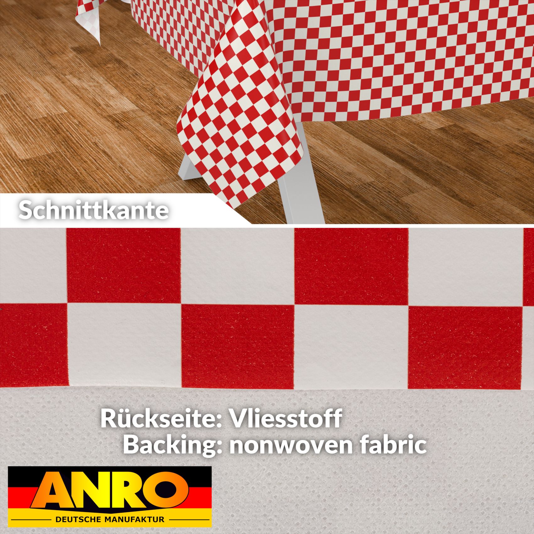 E47610E_SQ_30 Wachstischdecke Wachstuch Tischdecke Wachstuch Meterware Tischdecke abwaschbar Gartentischdecke Karo Rot