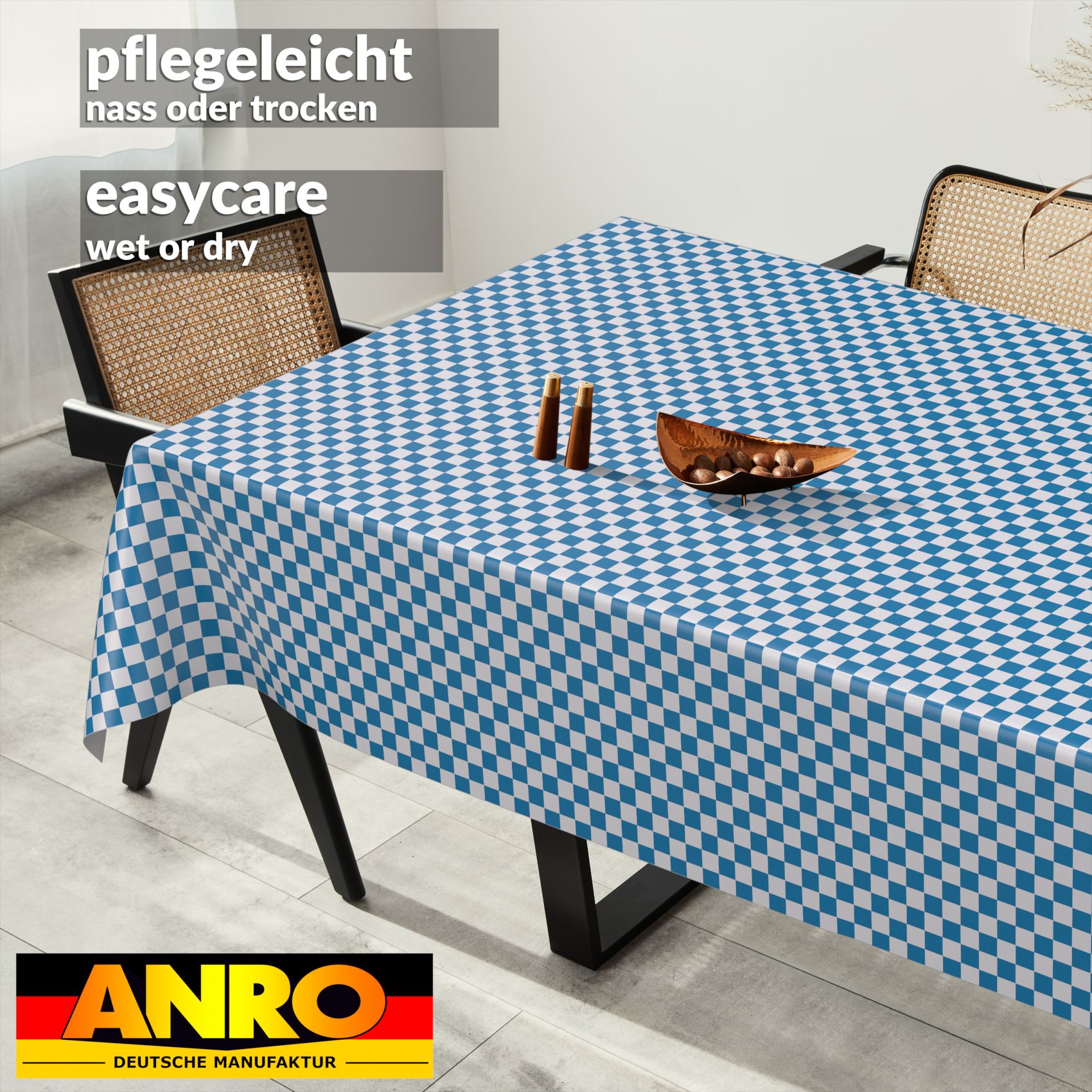 Wachstischdecke Wachstuch Tischdecke Wachstuch Meterware Tischdecke abwaschbar Gartentischdecke Karo Blau