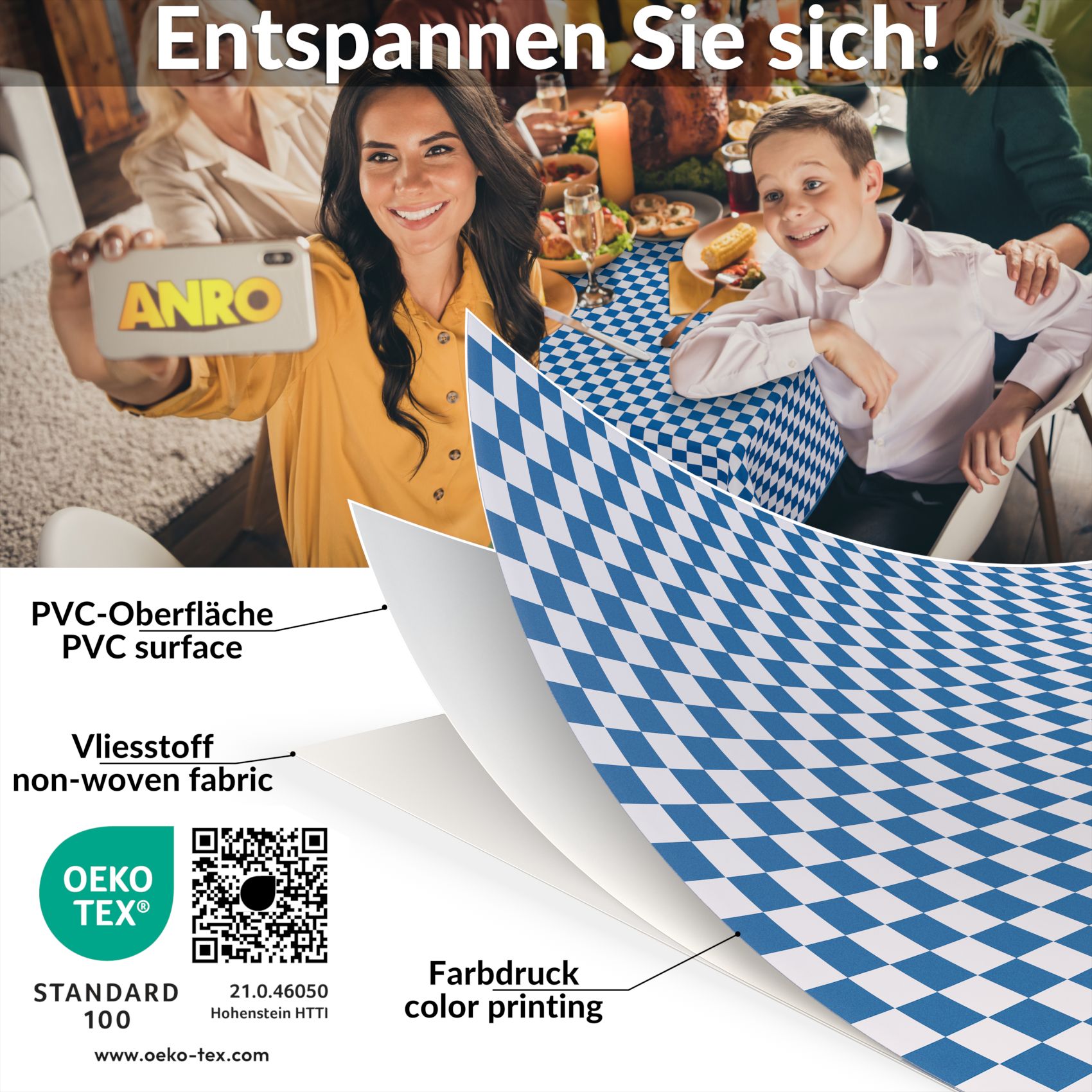 Wachstischdecke Wachstuch Tischdecke Wachstuch Meterware Tischdecke abwaschbar Gartentischdecke Karo Blau