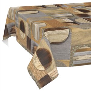 Wachstischdecke Wachstuch Tischdecke Wachstuch Meterware Tischdecke abwaschbar Gartentischdecke Holz Patchwork Braun