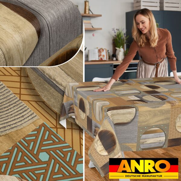 Wachstischdecke Wachstuch Tischdecke Wachstuch Meterware Tischdecke abwaschbar Gartentischdecke Holz Patchwork Braun
