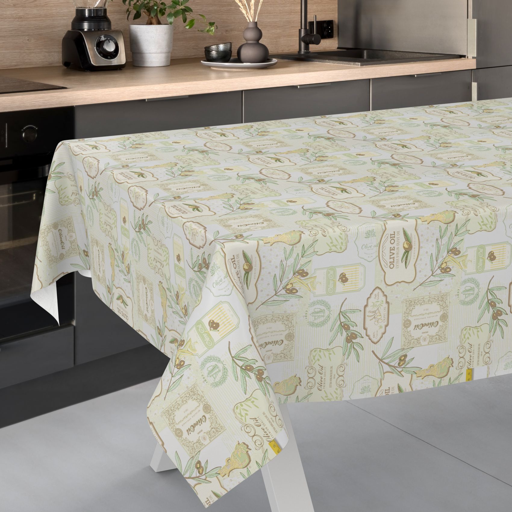 E45210E_SQ_13 Wachstischdecke Wachstuch Tischdecke Wachstuch Meterware Tischdecke abwaschbar Gartentischdecke Oliven