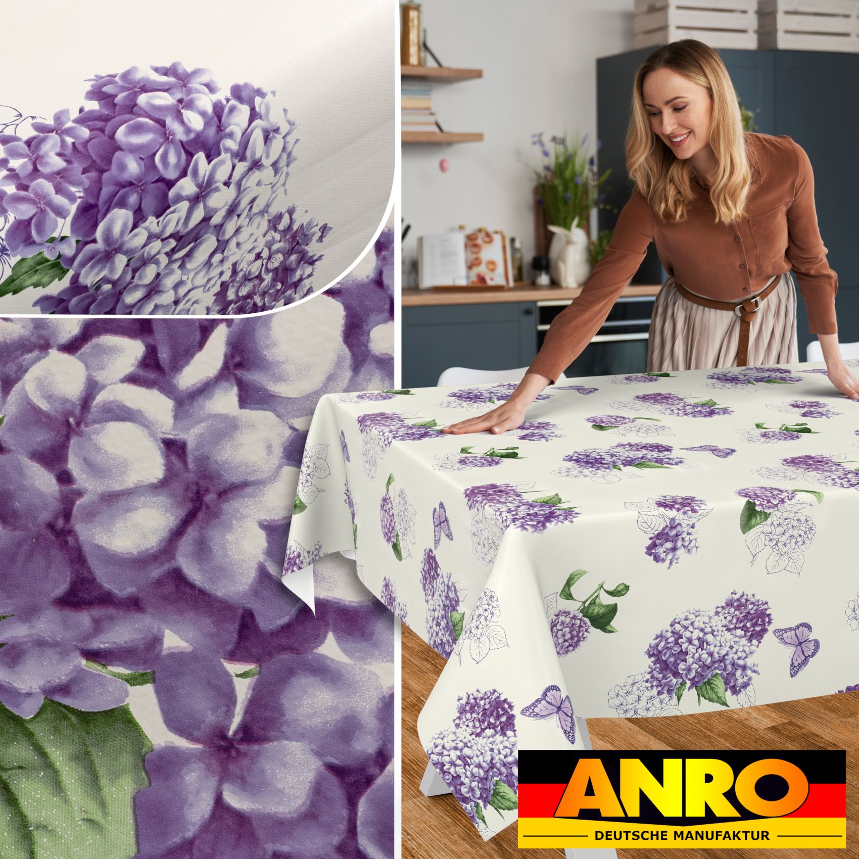 Wachstischdecke Wachstuch Tischdecke Wachstuch Meterware Tischdecke abwaschbar Gartentischdecke Flieder Blume