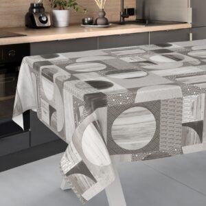 Wachstischdecke Wachstuch Tischdecke Wachstuch Meterware Tischdecke abwaschbar Gartentischdecke Holz Patchwork Grau