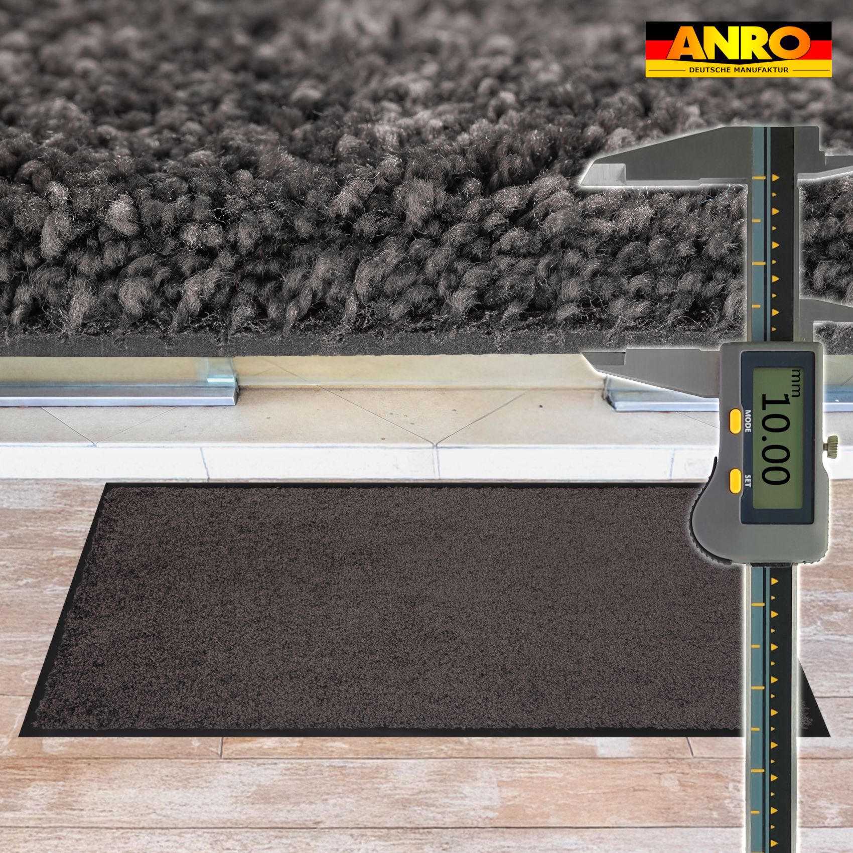 VQU-SMA-ANTR_60 Schmutzfangmatte Fussmatte QUEEN Sauberlaufmatte Schmutzmatte mit Gummirand für innen & außen 5 Größen Anthrazit