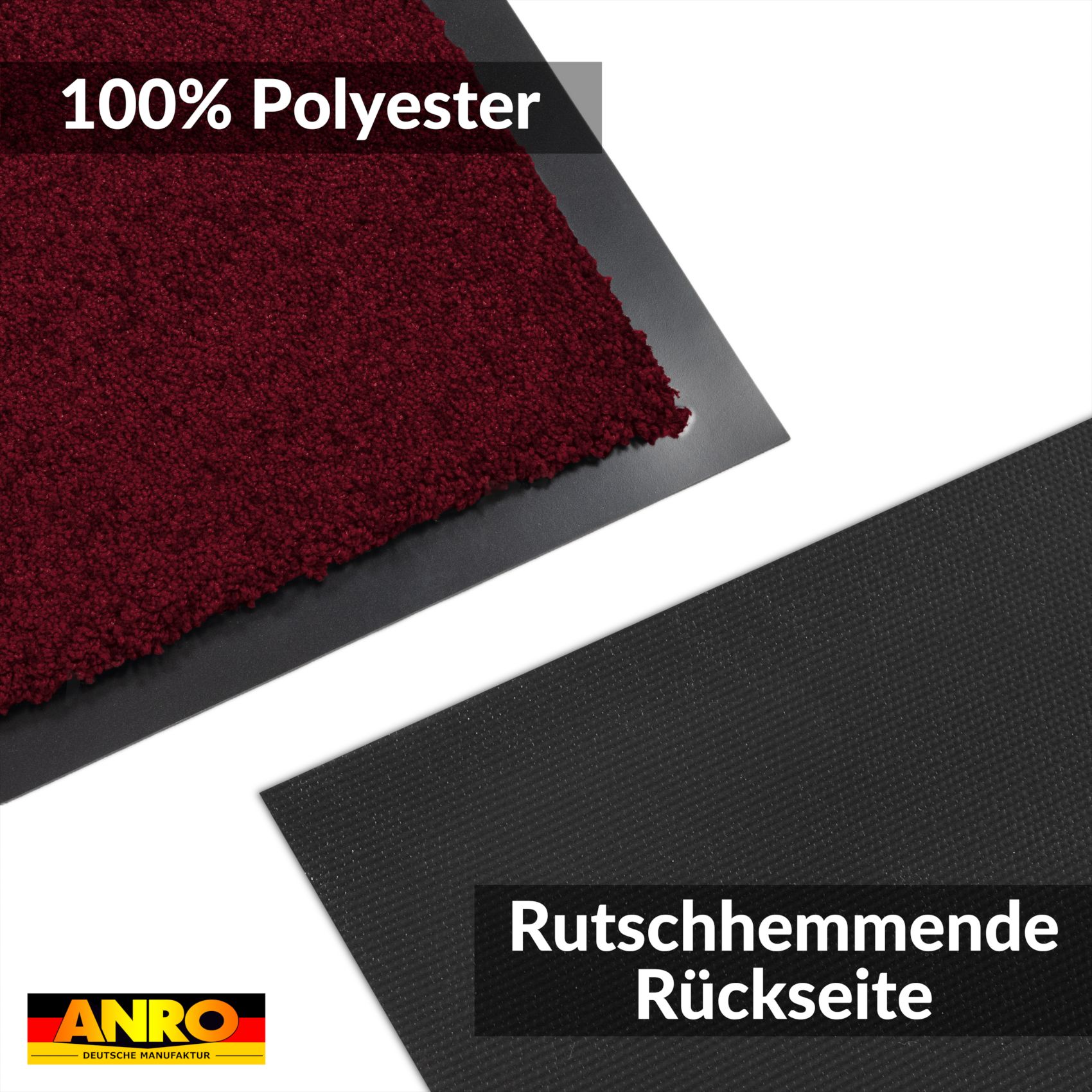 VQU-SMA-ROTT_50 Schmutzfangmatte Fussmatte QUEEN Sauberlaufmatte Schmutzmatte mit Gummirand für innen & außen 5 Größen Bordeaux