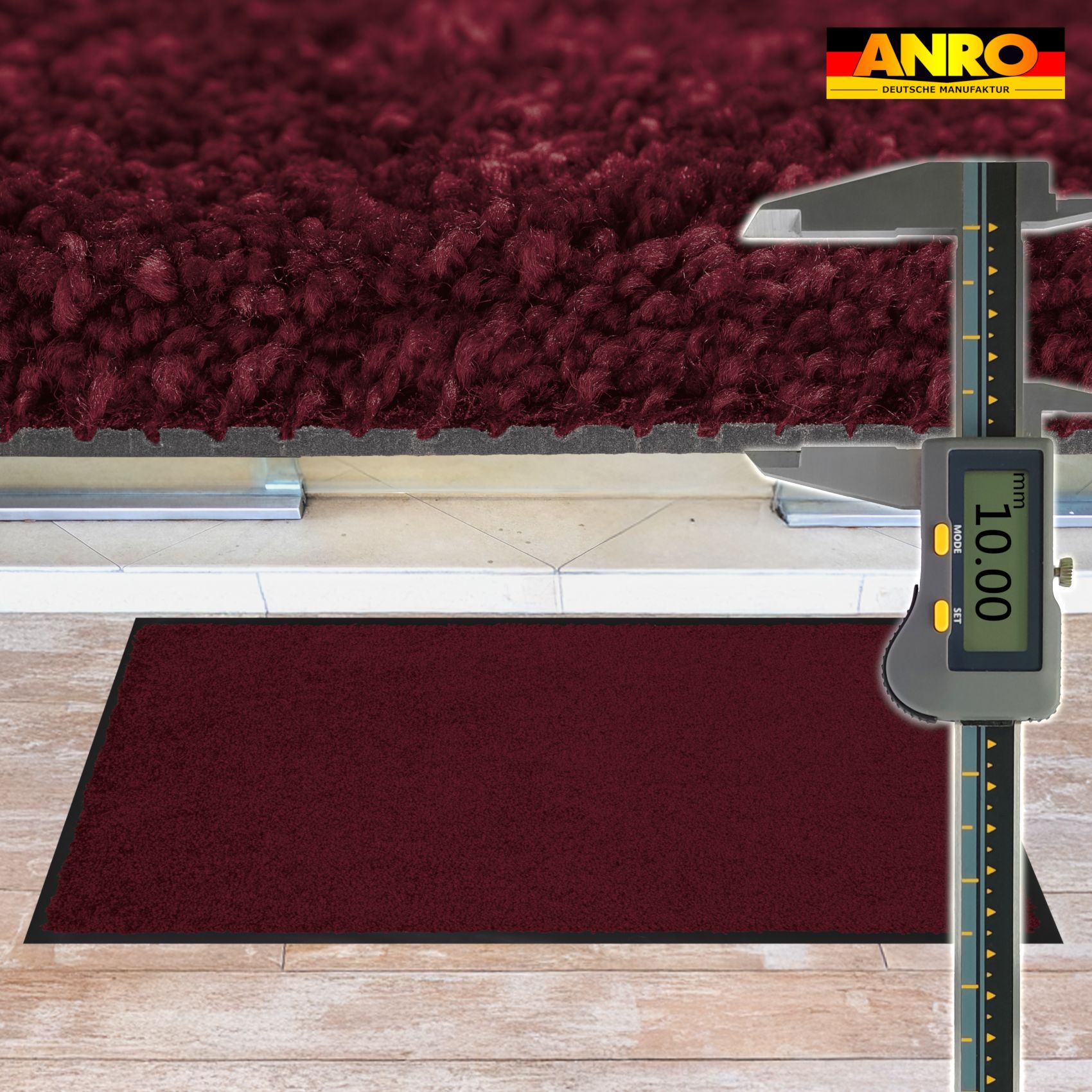 VQU-SMA-ROTT_60 Schmutzfangmatte Fussmatte QUEEN Sauberlaufmatte Schmutzmatte mit Gummirand für innen & außen 5 Größen Bordeaux