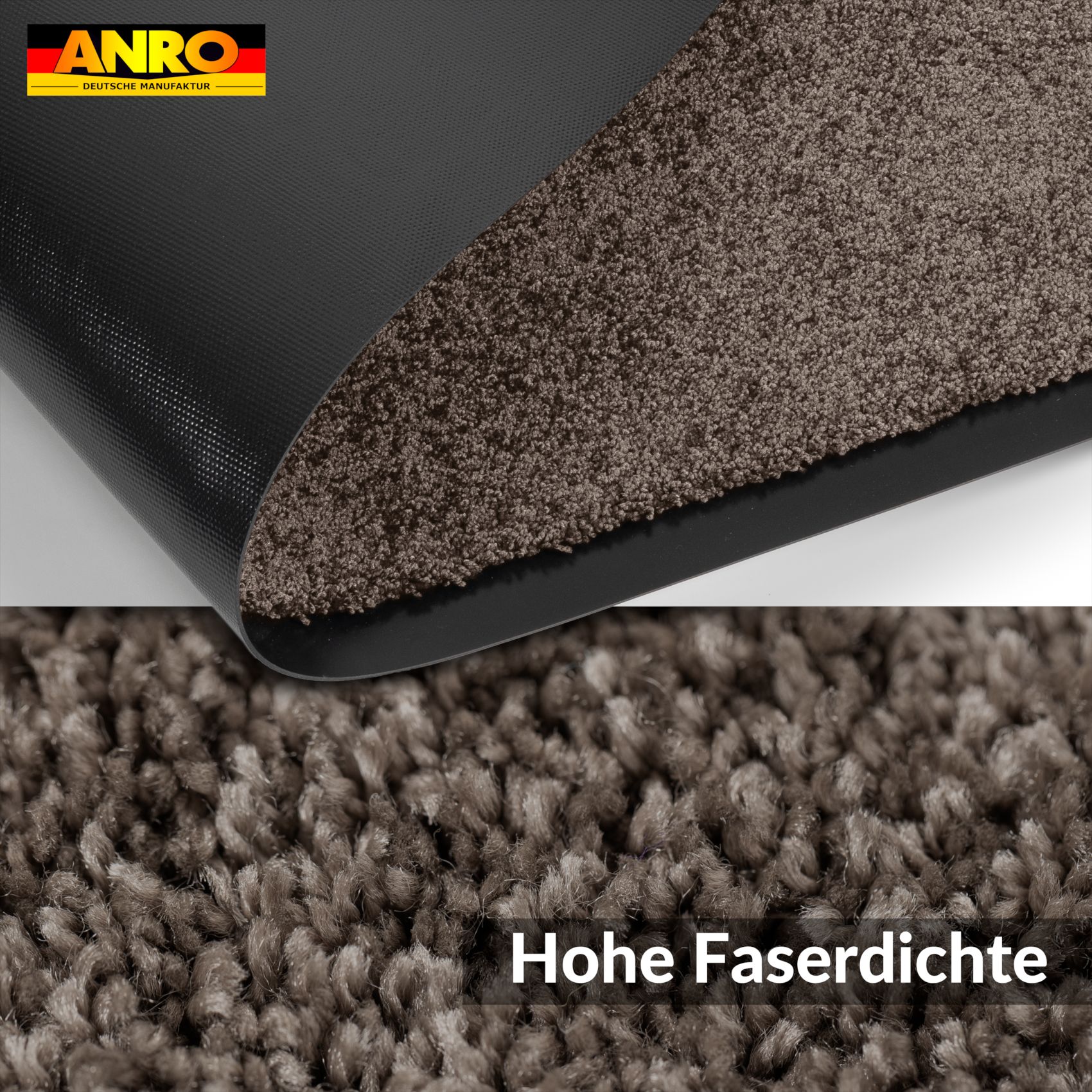 VQU-SMA-BRAU_30 Schmutzfangmatte Fussmatte QUEEN Sauberlaufmatte Schmutzmatte mit Gummirand für innen & außen 5 Größen Braun