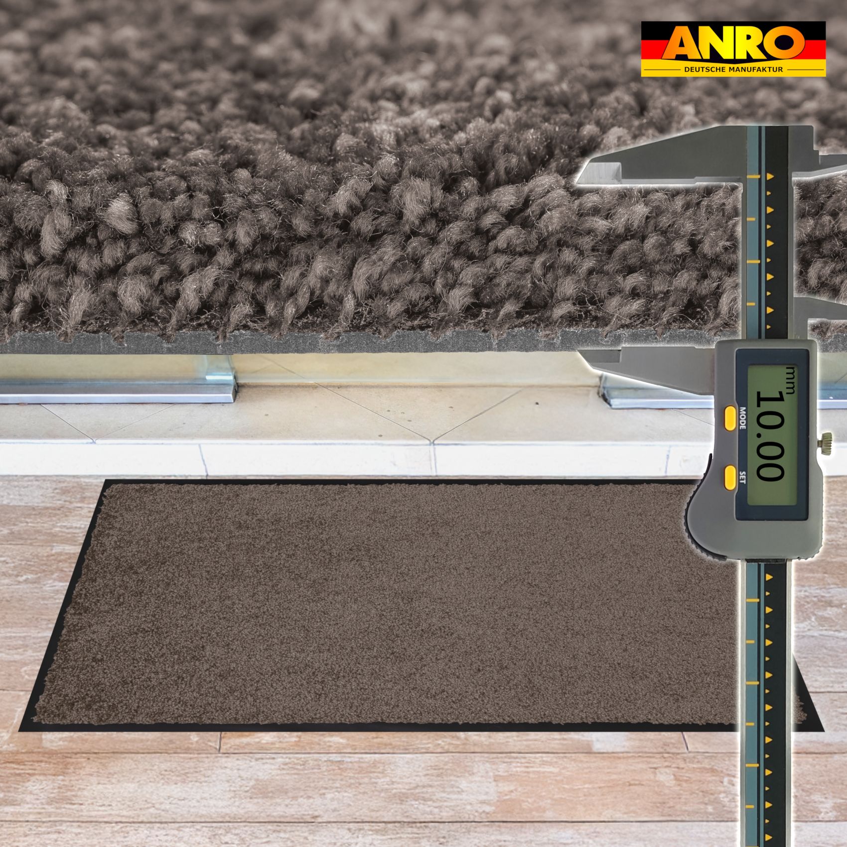 VQU-SMA-BRAU_60 Schmutzfangmatte Fussmatte QUEEN Sauberlaufmatte Schmutzmatte mit Gummirand für innen & außen 5 Größen Braun