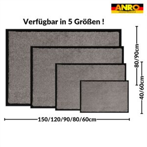 Schmutzfangmatte Fussmatte QUEEN Sauberlaufmatte Schmutzmatte mit Gummirand für innen & außen 5 Größen Grau