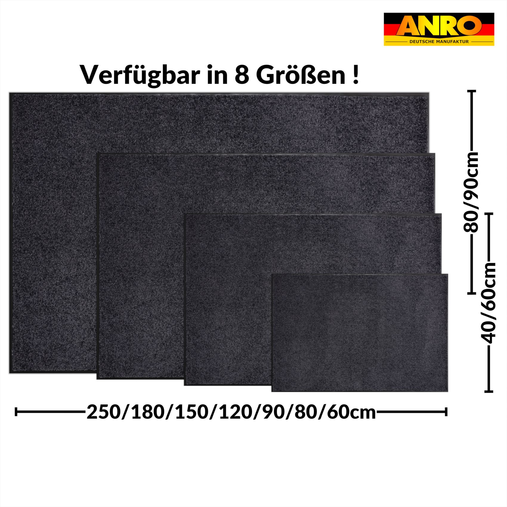 Schmutzfangmatte Fußmatte AMIGO Sauberlaufmatte Schmutzmatte mit Gummirand für innen & außen 8 Größen Blau